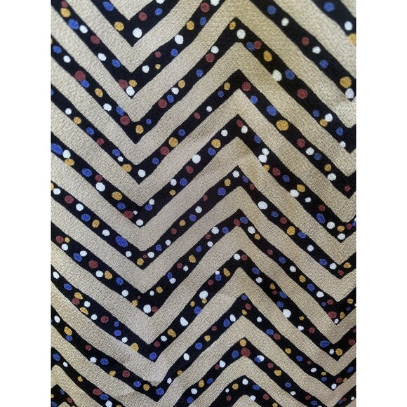 Vintage Helen Fabricant Blouse 10 Chevron Print 80s Office Shoulder Pads Beige - Picture 10 of 12